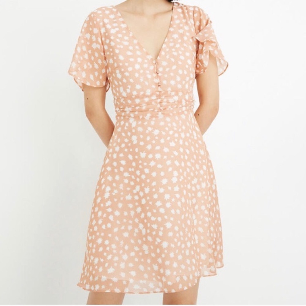 Madewell Ruched Turmeric Dress in Star Show 14 NWT
